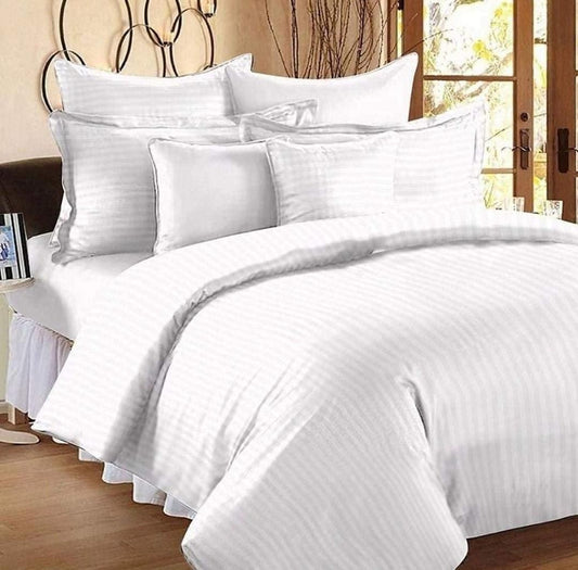 Satin Stripe Cotton Double Bedsheets - Shopaholics