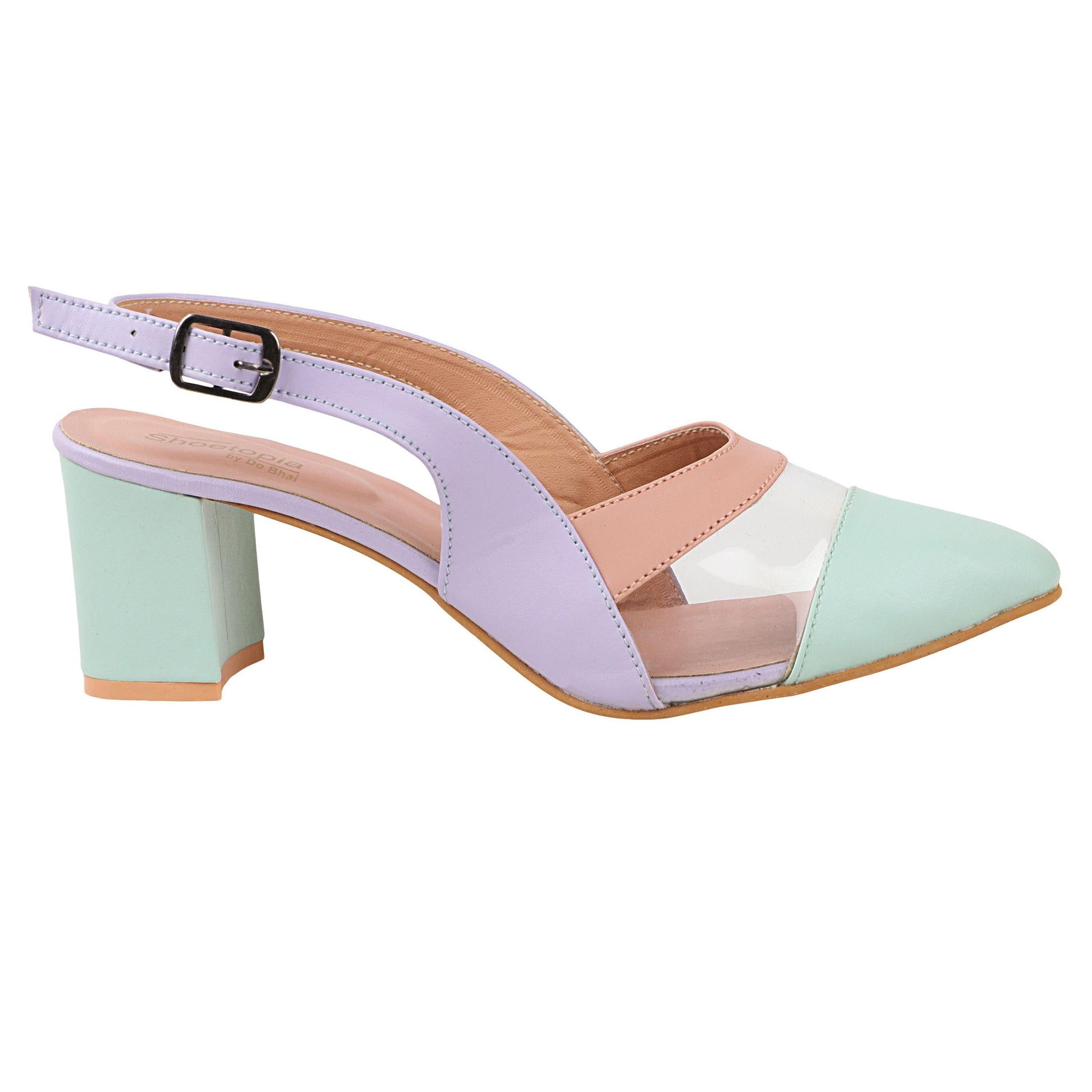 Solid Green Heels Slip-On Sandal For Women - Shopaholics