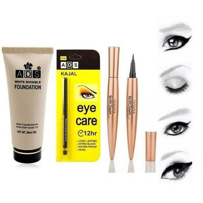 Waterproof Eyeliner Yellow Kajal White Invisible Foundation For Women - 50 g / Black - Shopaholics