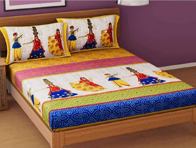 Jaipuri Printed Cotton Double Bedsheet - Shopaholics