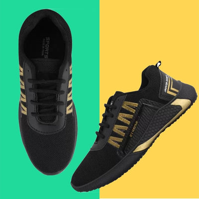 Elegant Designer Running Sports Shoes For Men - 6 / Black - Shopaholics