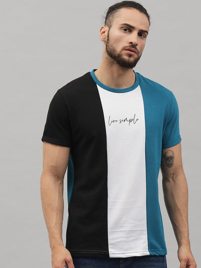 Color Block Half Sleeves Round Neck T-Shirt For Men - S / Multicolor - Shopaholics