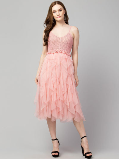 Women's Net Solid Drop Waist Dress - Shopaholics