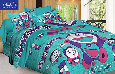 Snooze Printed Cotton Double Bedsheets - Shopaholics