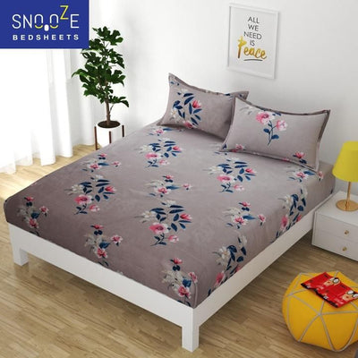 Snooze Glace Cotton Fitted/Elastic King Size Bedsheet - Shopaholics