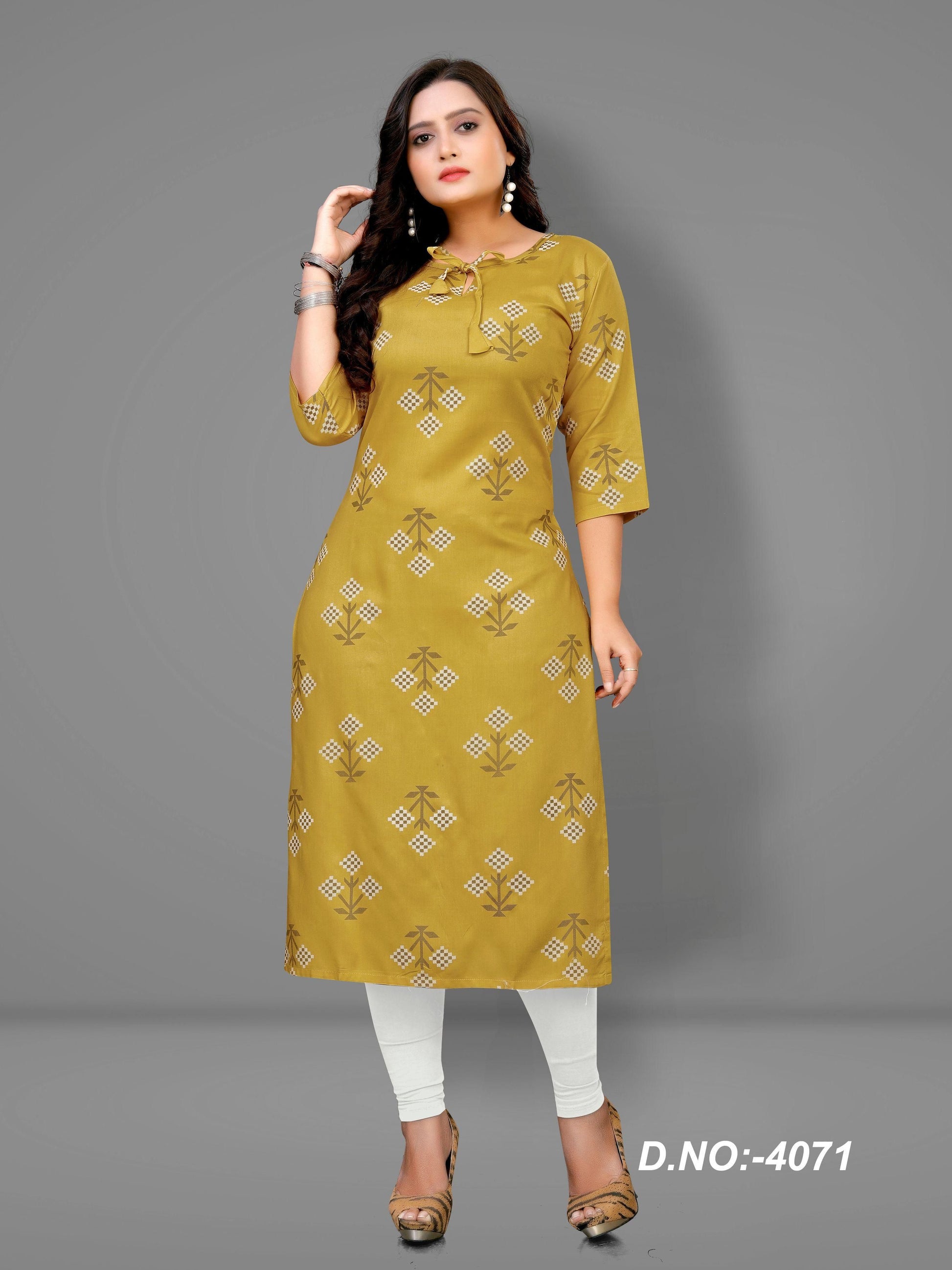 Trendy Printed Rayon Kurti For Women - S - Shopaholics