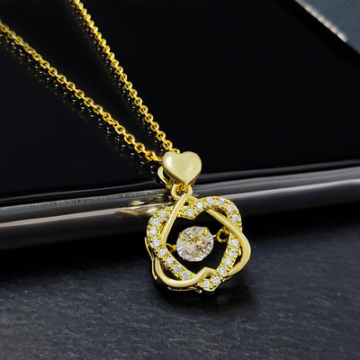 Beautiful American Diamond Pendant With Chain For Women - Free Size - Shopaholics