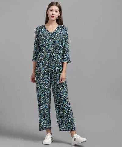 Women's Poly Crepe Floral Print Jumpsuit - Shopaholics