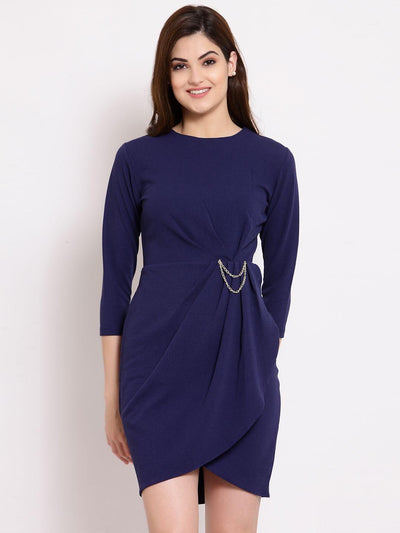 Style Quotient Navy Blue Sheath Dress - Shopaholics