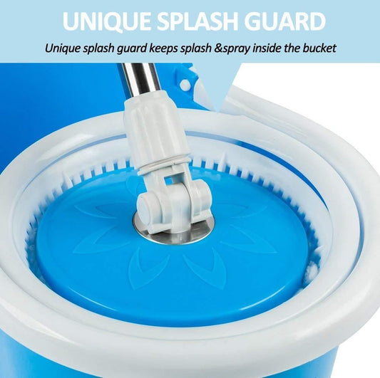 Mop - 360 Degree Spin Bucket Mop With 2 Microfiber Head - Shopaholics