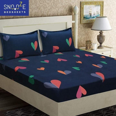 Snooze Glace Cotton Fitted Elastic Double Bedsheets - Shopaholics