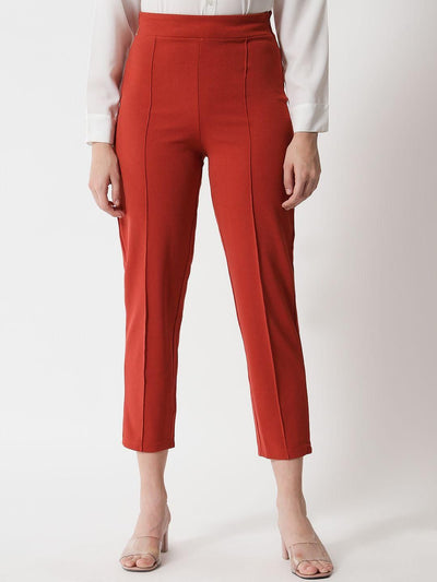 Women's Polyester Solid Cropped High Rise Trouser - Shopaholics