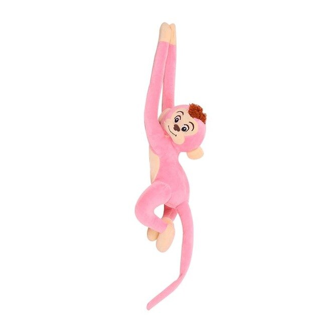 Stuffed Monkey Soft Toy With Long Arm And Tail - Pink - Shopaholics