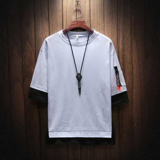 White Cotton Blend Solid Half Sleeves T Shirts For Men - L-41 - Shopaholics