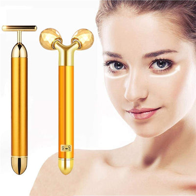 2 In 1 Energy Beauty Bar Electric Vibration Facial Massage - Free Size / Gold - Shopaholics
