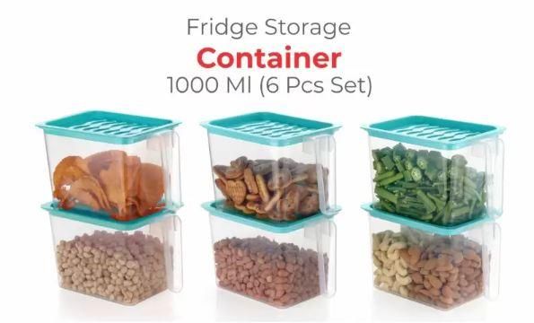Container- Multi Purpose 1000ml Stylish Container for Fridge, Kitchen Set Of 6 - 1000 ml - Shopaholics