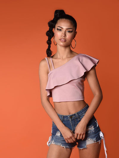 Chimpaaanzee Polyester Solid Crop Top - Shopaholics