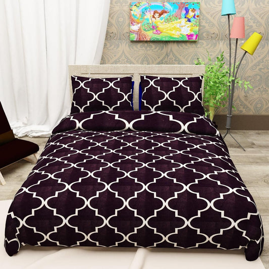 Glace Cotton Printed Double Bedsheets - 90" X 100" Inch / Black - Shopaholics