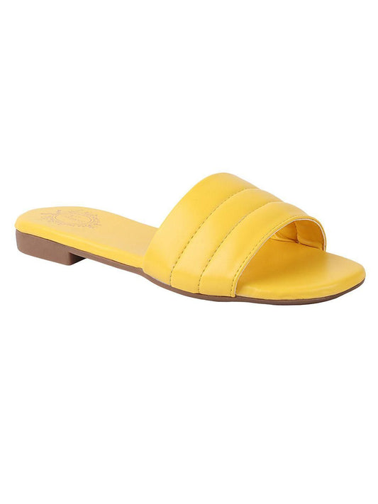 Elegant Yellow Flats Slippers For Women - 36 / Yellow - Shopaholics
