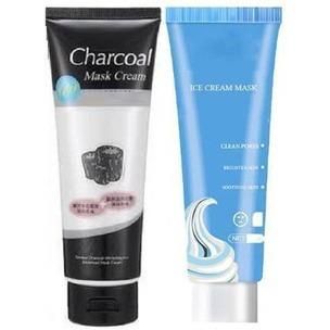 Charcoal Face Mask Cream And Clean Pores Ice Cream Face Mask Combo - Combo - Shopaholics