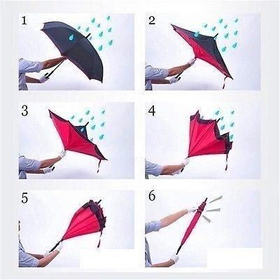 Reverse UV Protection Upside Down Umbrella With C-Shaped Handle - Shopaholics