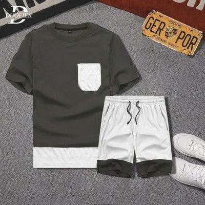 Dark Grey Solid Half Sleeves Regular Fit Track Suit For Men - L - Shopaholics