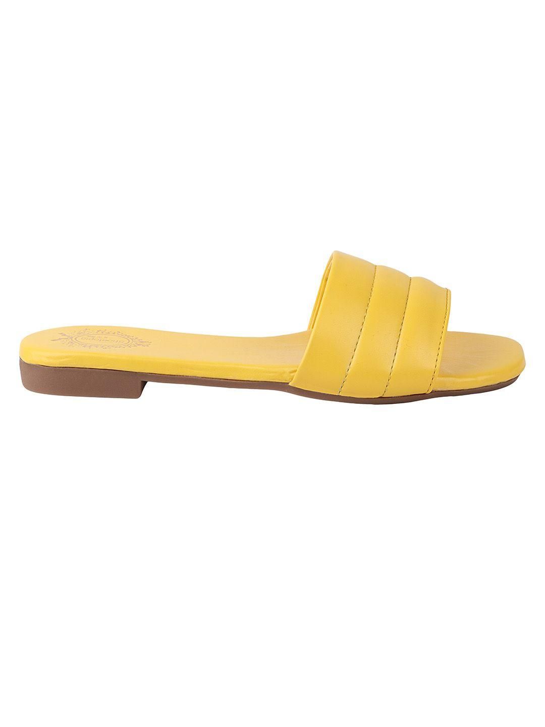 Elegant Yellow Flats Slippers For Women - Shopaholics