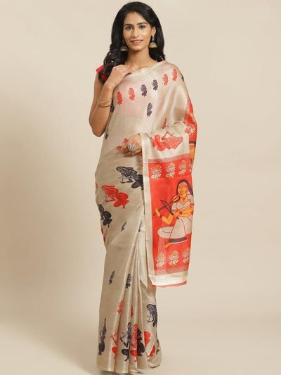 Glamorous Printed Mysore Silk Saree - Shopaholics