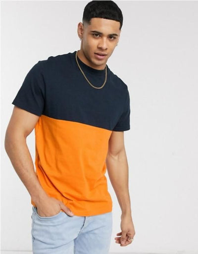 Cotton Color Block Half Sleeves T-Shirt For Men - M-38 / Multi - Shopaholics