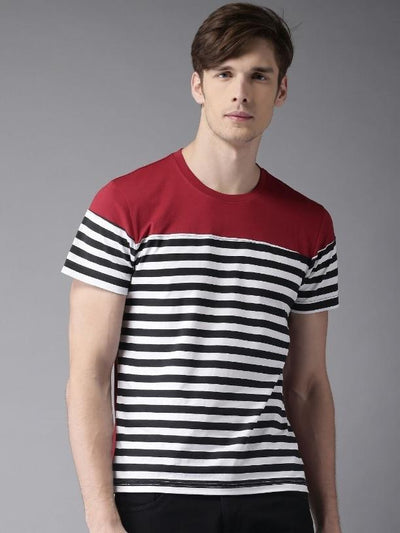 Cotton Striped T-Shirt For Men - L-40 - Shopaholics