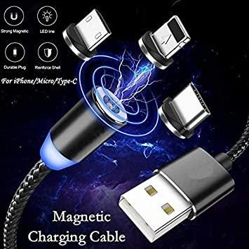 3 In 1 Magnetic Mobile Charging Cable - Black - Shopaholics