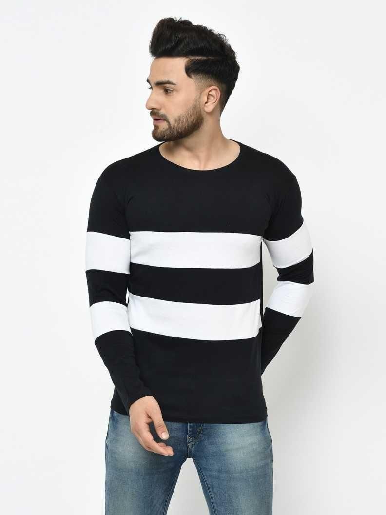 Cotton Color Block Full Sleeves T-Shirt For Men - Shopaholics