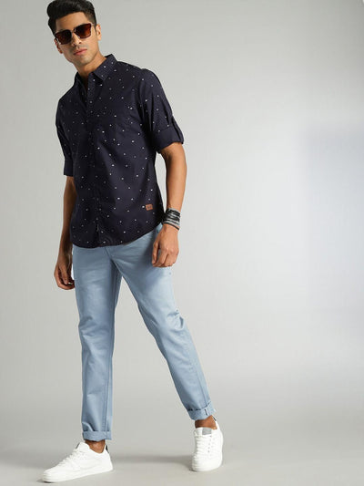 Cotton Solid Slim Fit Casual Trousers Paint For Men - 34 / Mint Green - Shopaholics