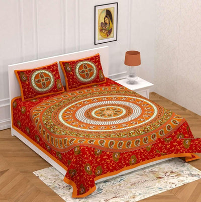 Pure Cotton Printed Jaipuri Double Bedsheet - Shopaholics