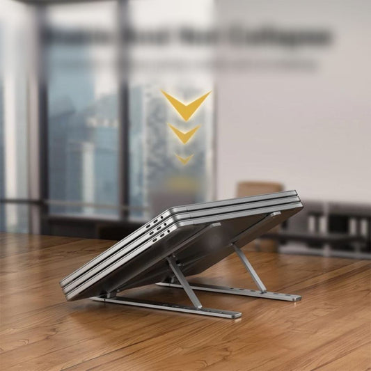 Adjustable Foldable Portable Aluminium Laptop Stand - Gray - Shopaholics