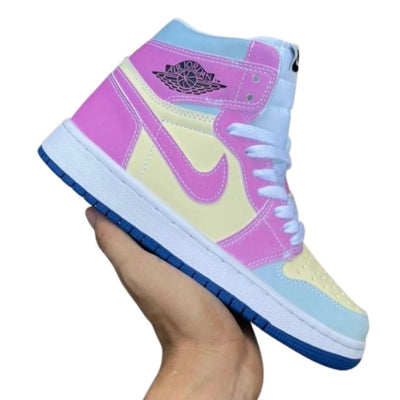 Air Jordan Uv Reactive Sneakers Shoes For Women - 36 / Cyan-Yellow-Pink - Shopaholics