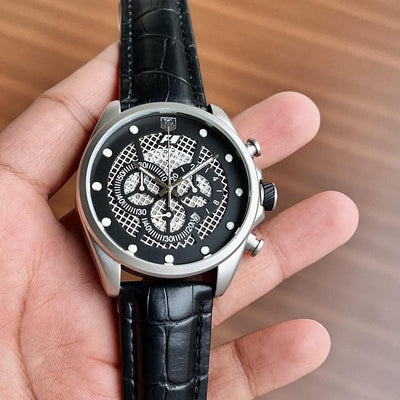 Analog Carrera Chronograph Wrist Watch For Men - Black - Shopaholics