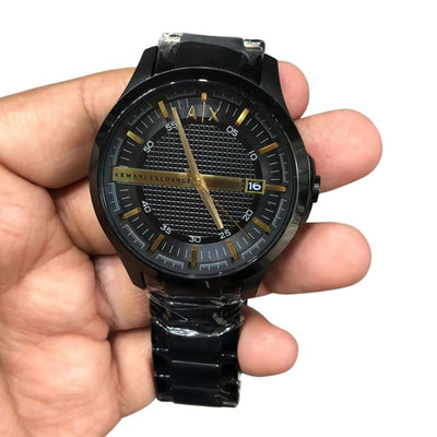 Analogue Black Dial Round Quartz Wrist Watch For Men - Black - Shopaholics
