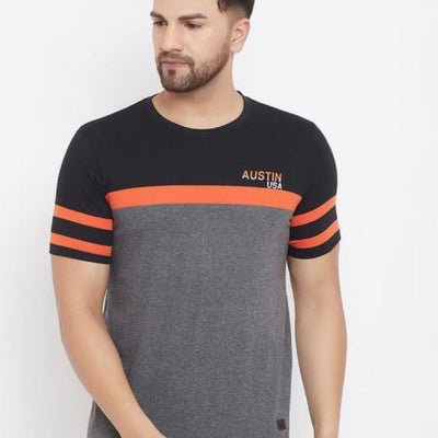 Usa Striped Regular Fit Round T-Shirt For Men - Shopaholics