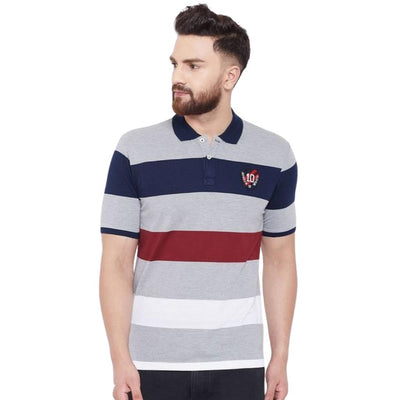 Wood Striped Regular Fit T-Shirt For Men - Grey / S-36 - Shopaholics