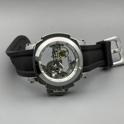 Automatic Stainless Steel Silicon Strap Wrist Watch For Men - Shopaholics