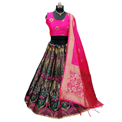 Banarasi Lehenga With Blouse And Silk Dupatta For Women - Shopaholics