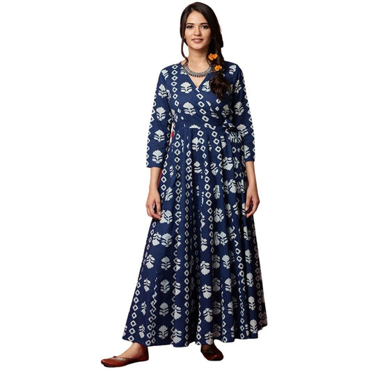 Beautiful Rayon Anarkali Kurti For Women - Blue / M - Shopaholics