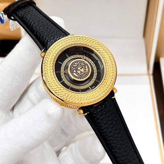 Black Gold V-Metal Icon Wrist Watch For Men - Black-Gold - Shopaholics