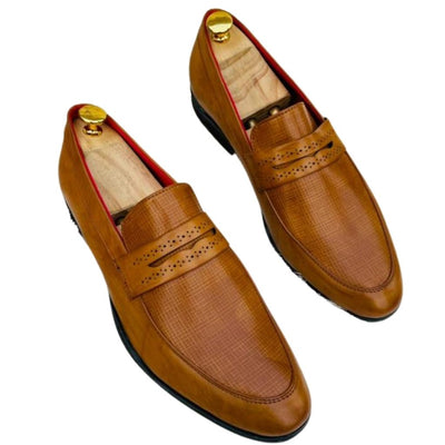 Brown Formal Leather Loafers Shoes For Men - 6 / Brown - Shopaholics