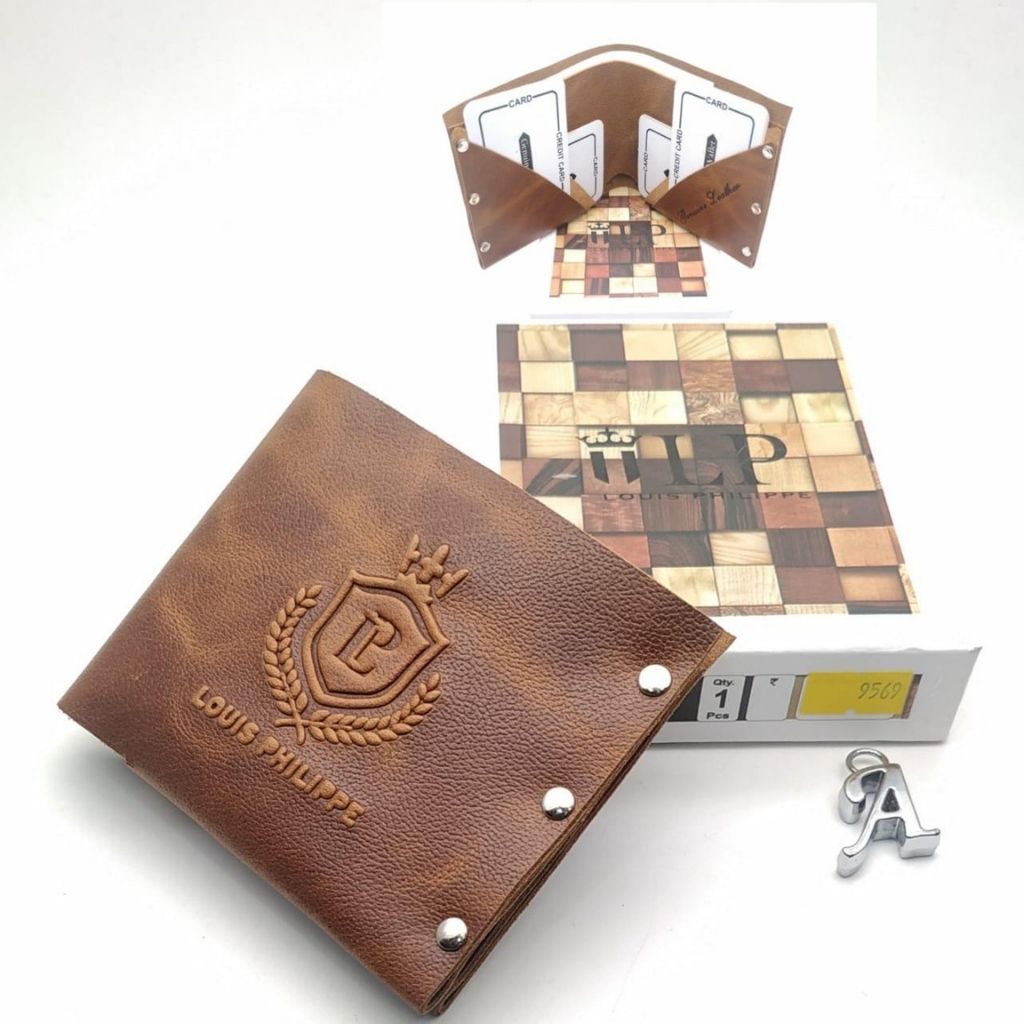 Brown Printed Leather Wallet For Men - Brown - Shopaholics