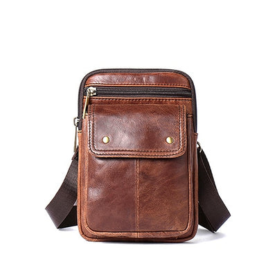 Leather Large Capacity Men Waist Pack Leather Bag - Brown / 13 X 20 X 4 cm - Shopaholics