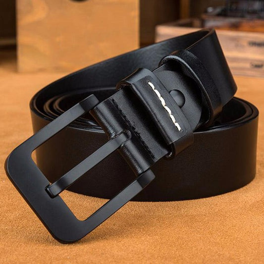 Brown Pure Leather Belt For Men - Black / 105cm 27to31 Inch - Shopaholics