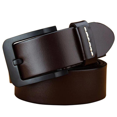 Brown Pure Leather Belt For Men - Brown / 105cm 27to31 Inch - Shopaholics