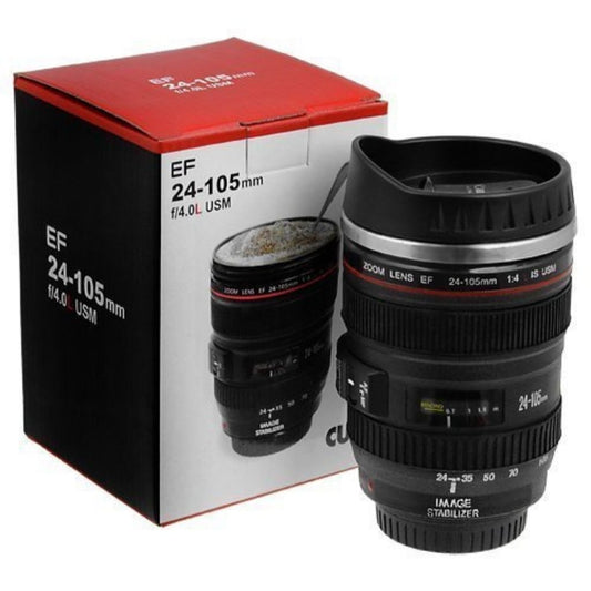 Camera Lens Shaped Coffee Mug With Lid - Shopaholics